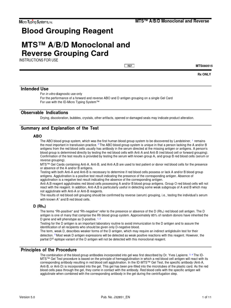 Package insert mts a b d monoclonal and reverse grouping card pdf