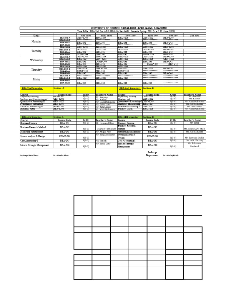 BBA 2nd Semester Exam Schedule 2024 | PDF | Leadership | Financial ...