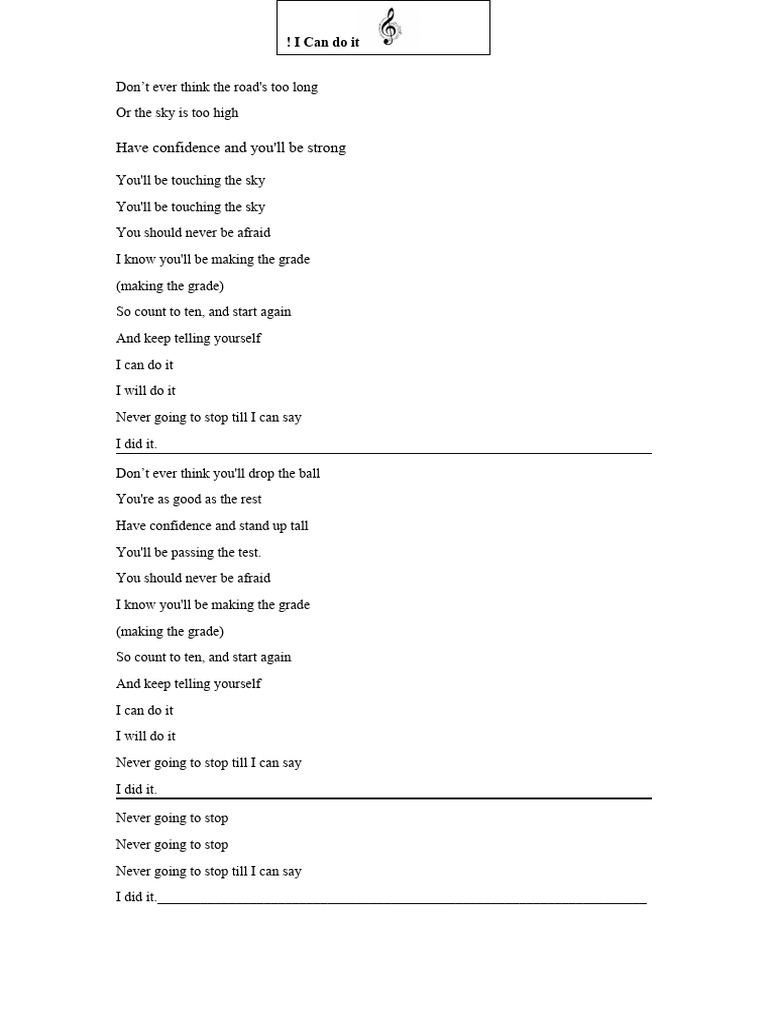I can do it song pdf