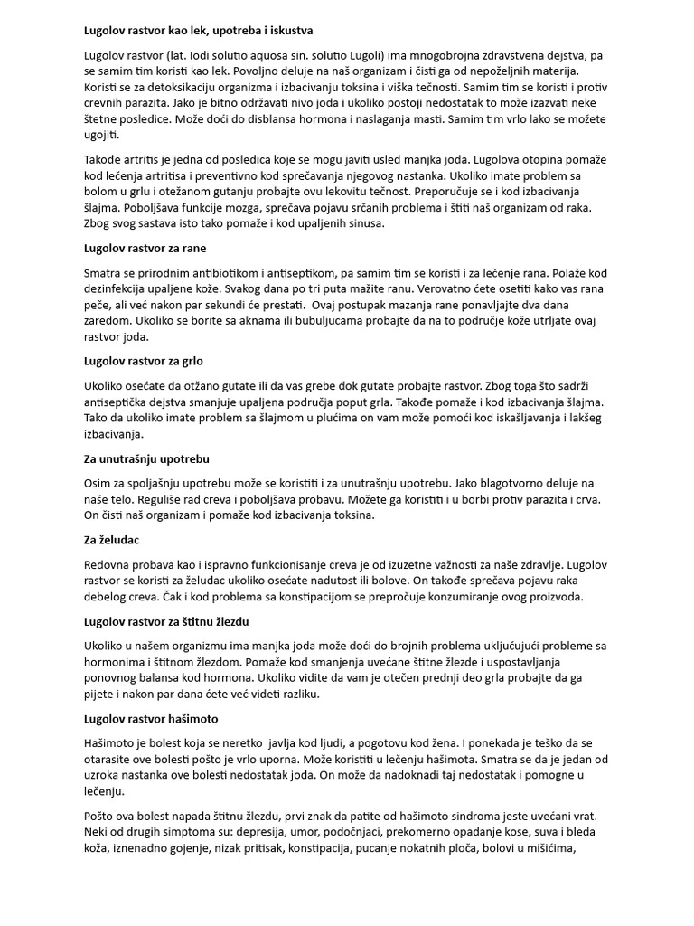 Lugolov Rastvor Kao Lek | PDF