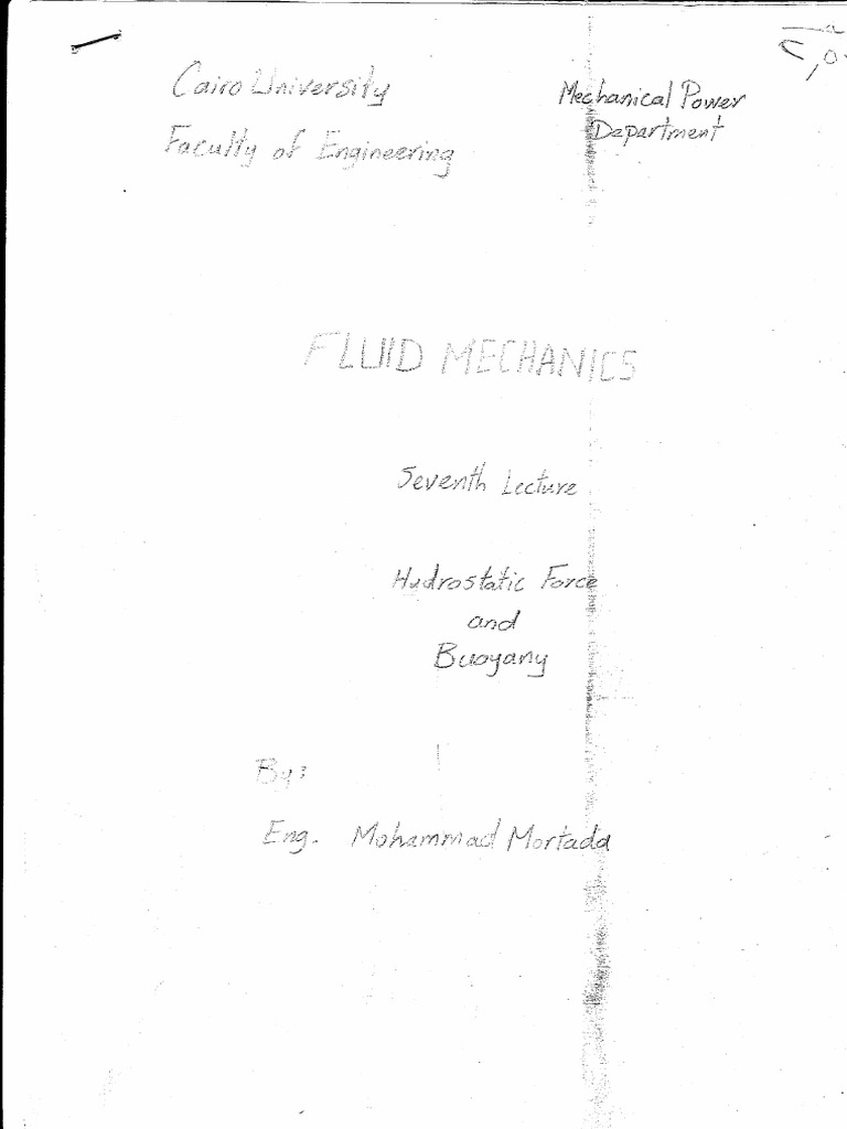 3 0 Hydrostatic Forces Pdf Pressure Friction