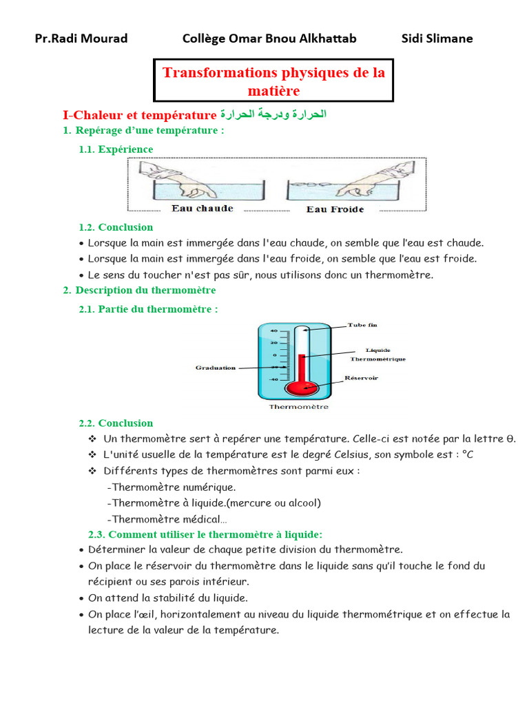 11 La Chaleur Et Les Changements Detat Physique de La Matiere | PDF ...