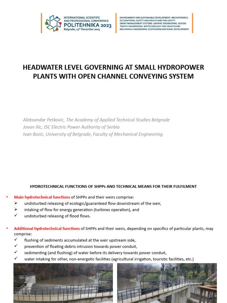 Headwater Level Governing at Small Hydropower Plants With | PDF ...