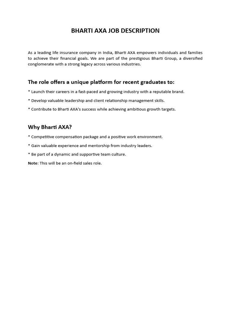 bharti-axa-job-description-pdf