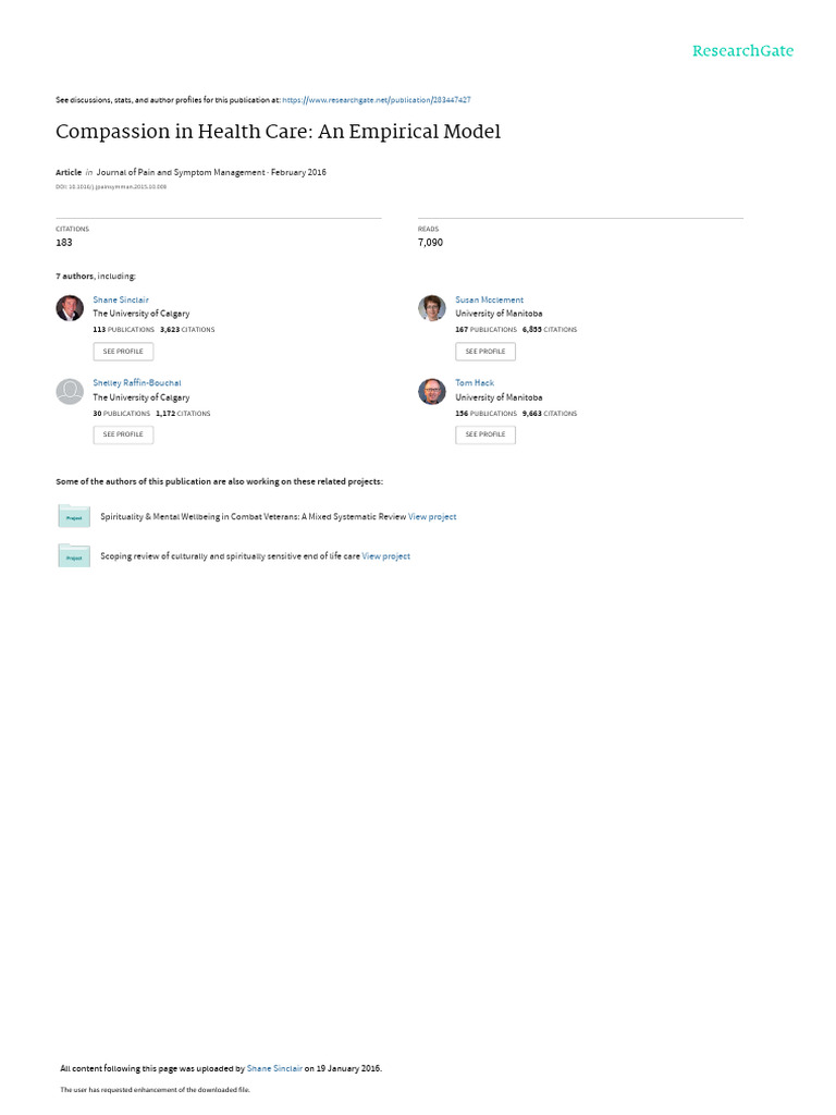 Sinclair Modelo Perspectiva de Paciente | PDF | Palliative Care ...