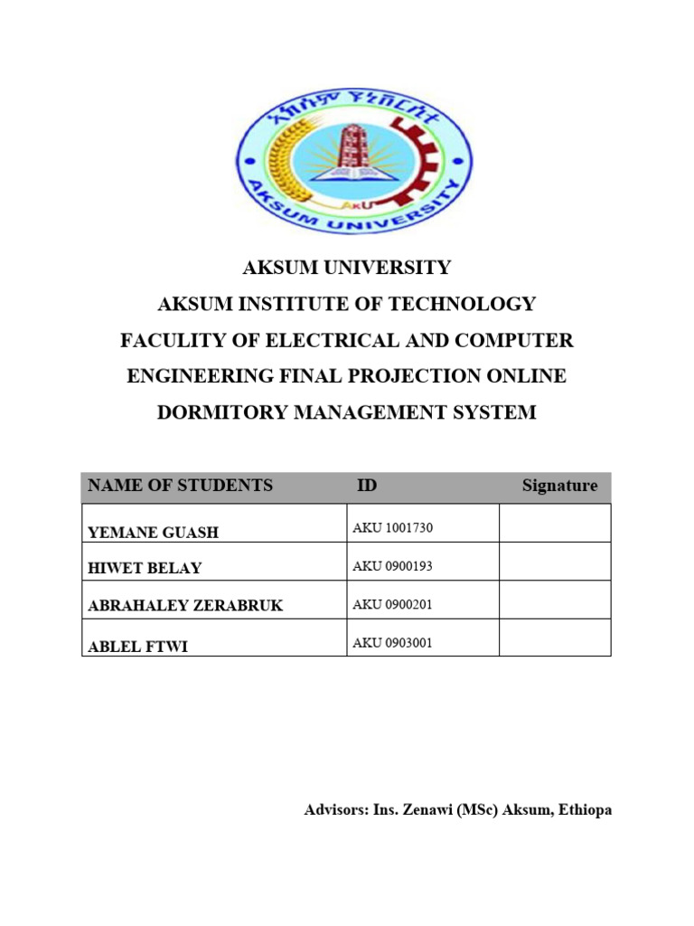 Aksum University Dormitory Management System | PDF | Software Testing ...