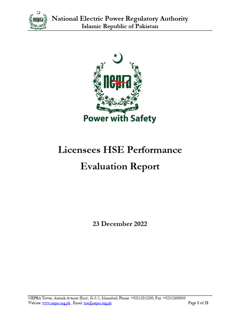 NEPRA HSE Performance Evaluation 2022 | PDF | Safety | Occupational ...