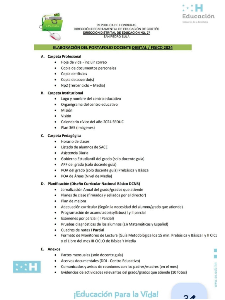 listado portafolio docente 2024 | PDF