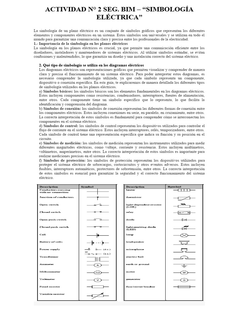 ACTIV. 02 -SEG. BIM. SIMBOLOGIA ELECTRICA | PDF | Ingenieria Eléctrica ...
