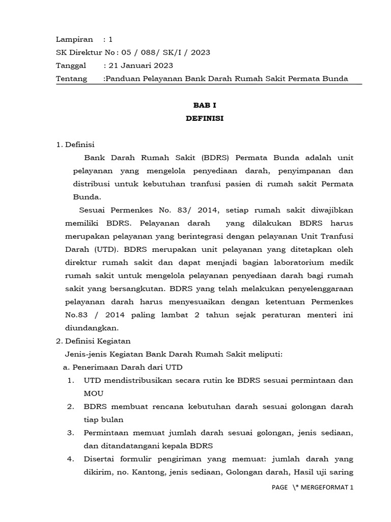 Panduan BDRS Rumah Sakit Permata Bunda | PDF | Sains & Matematika