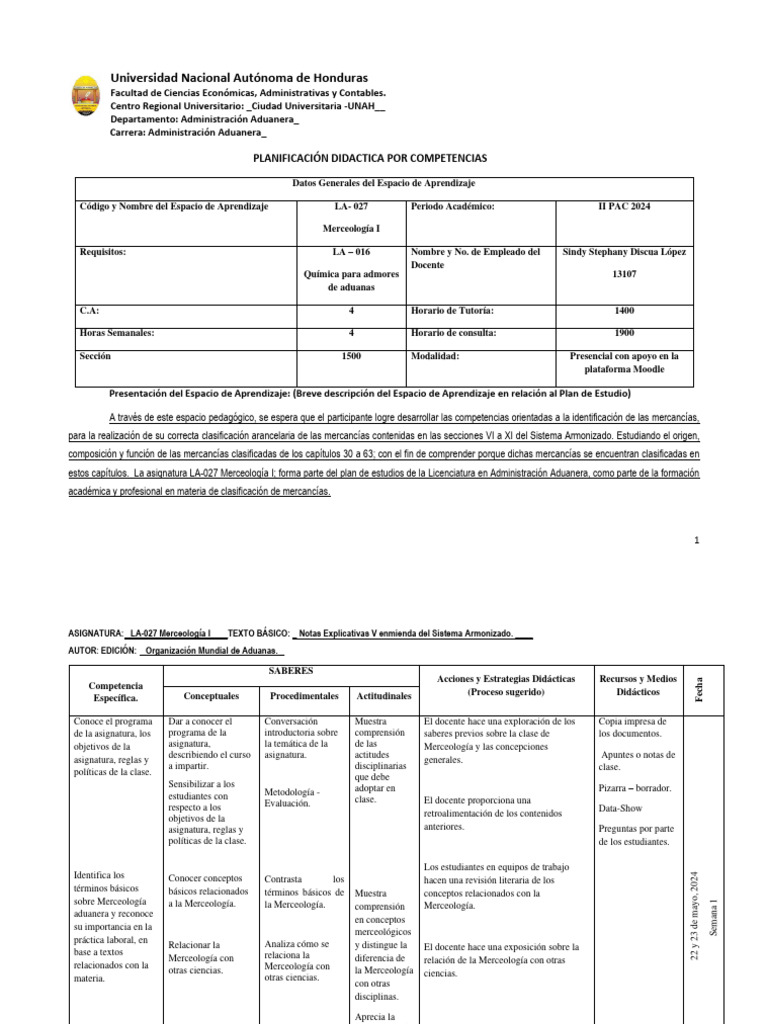 La027 - Programación Didactica Ii Pac 2024 | PDF | aduana | Plan de ...