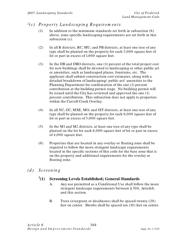 Frederick Landscaping Standards Guide | PDF | Trees | Landscape ...