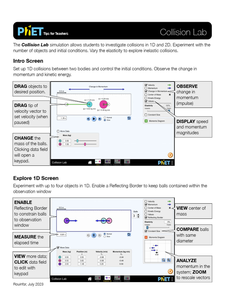Collision Lab HTML Guide - en | PDF | Collision | Momentum