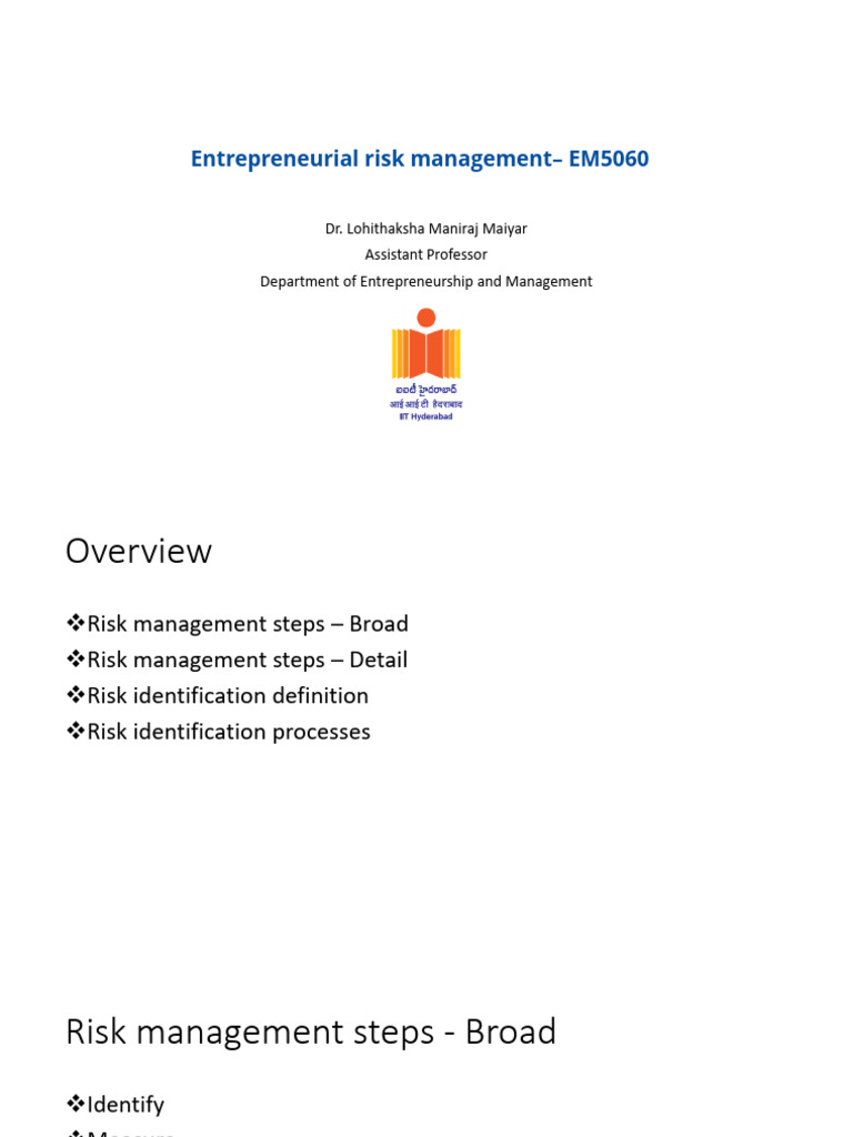 Picture Idea: Entrepreneurial Risk Management Guide Pdf Risk
