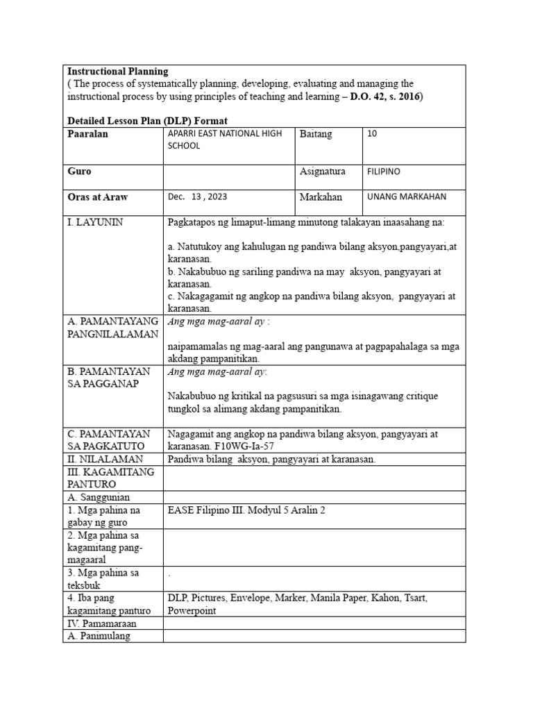 Instructional Planning Anticipatory Obedience Definition