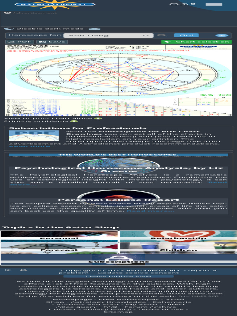 Free Astrology Chart Astrodienst PDF