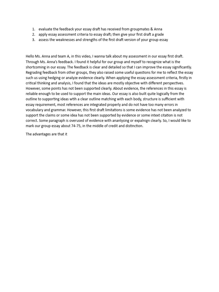 Script Video Assessment First Draft | PDF