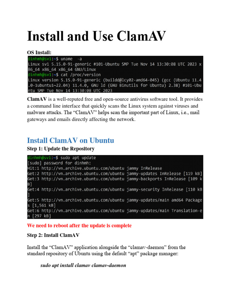 Installing ClamAV on Ubuntu Guide | PDF | Information Technology ...