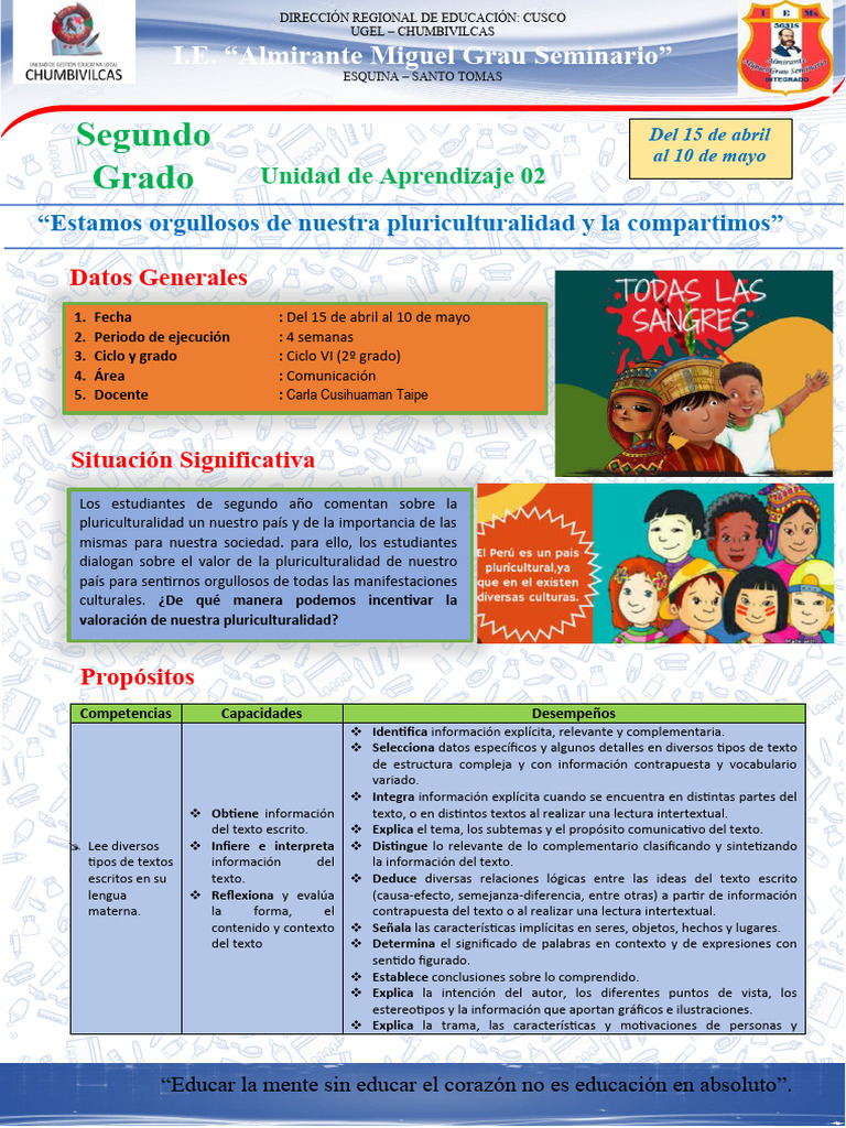 Unidad de Aprendizaje 2 - Segundo Grado - Com | PDF | Evaluación | Maestros