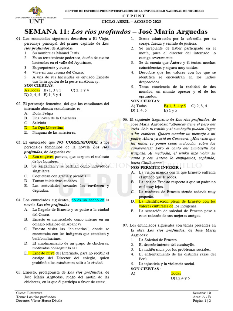 Semana 10 - Los Ríos Profundos | PDF | Ficcion politica | Literatura ...