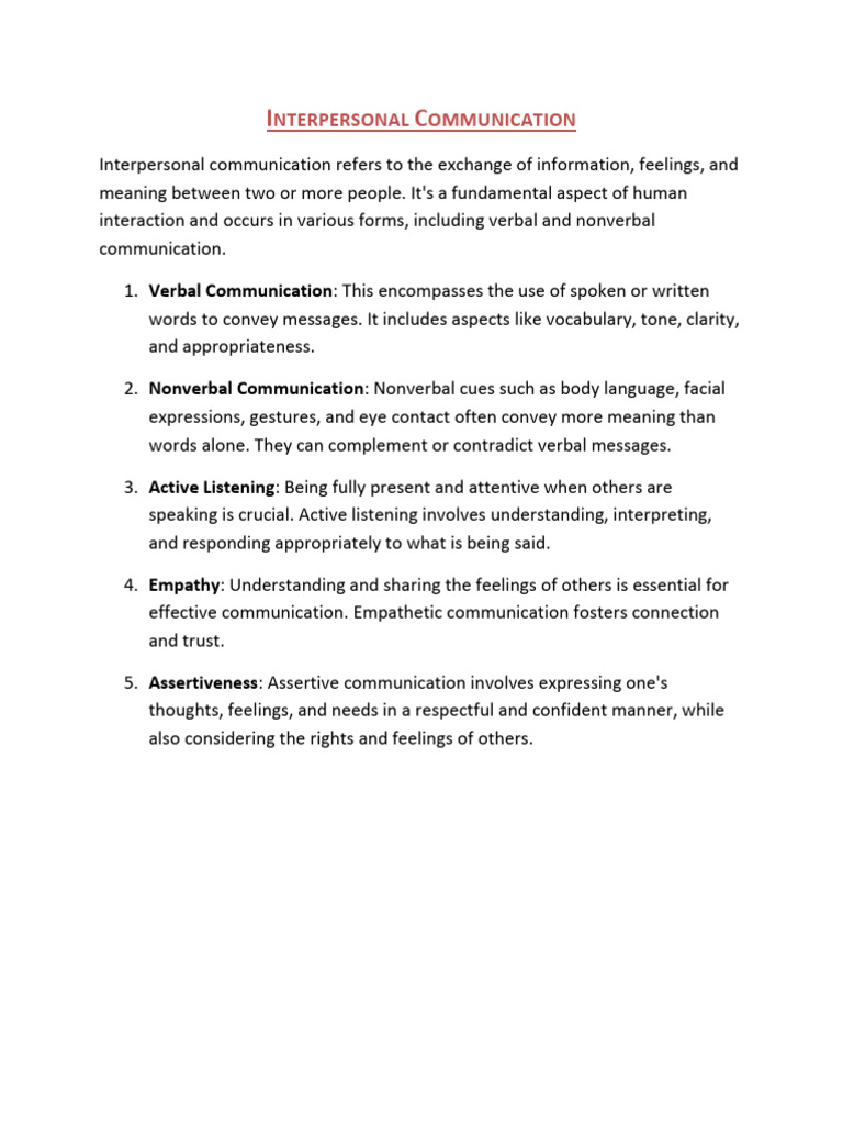 Understanding Interpersonal Communication | PDF | Communication ...