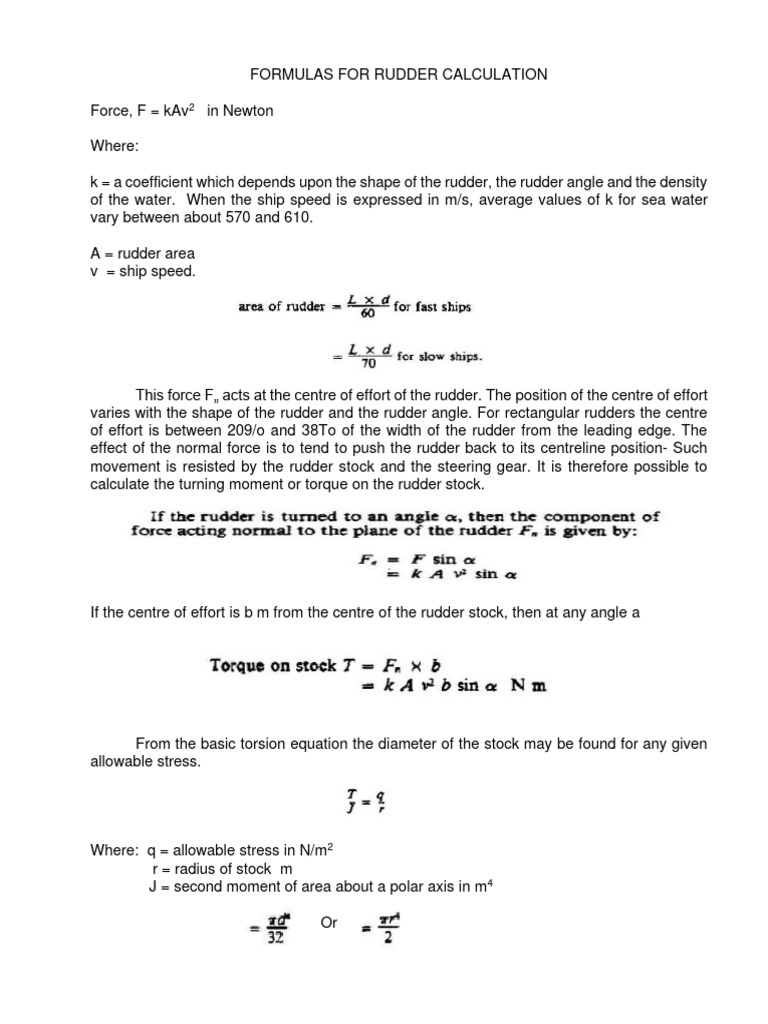 Rudder Design and Torque Calculations | PDF | Mechanics | Classical ...