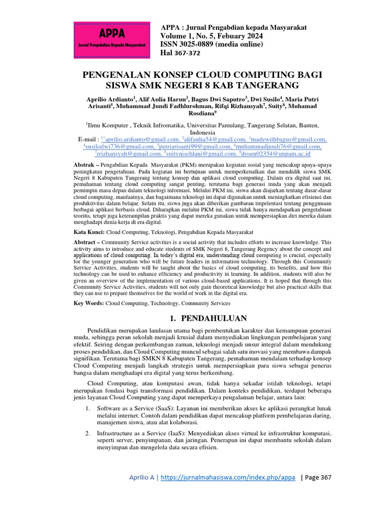 Pengenalan Cloud Computing untuk Siswa SMK | PDF | Bisnis | Seni