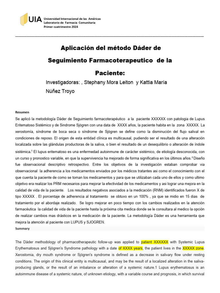 Seguimiento Farmacoterapéutico en Lupus | PDF | Medicamentos con receta ...