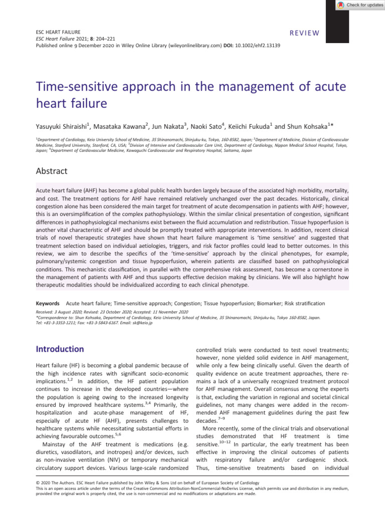 ESC Heart Failure 2020 Shiraishi Time‐sensitive approach in the management of acute heart