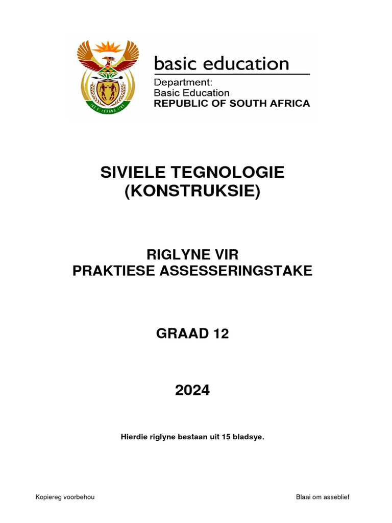 Civil Technology PAT GR 12 2024 (Construction) Afr | PDF