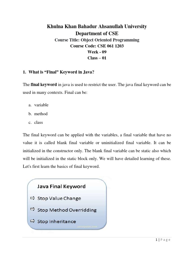 Week 9 KeywordsFinal This | PDF | Programming | Constructor (Object ...