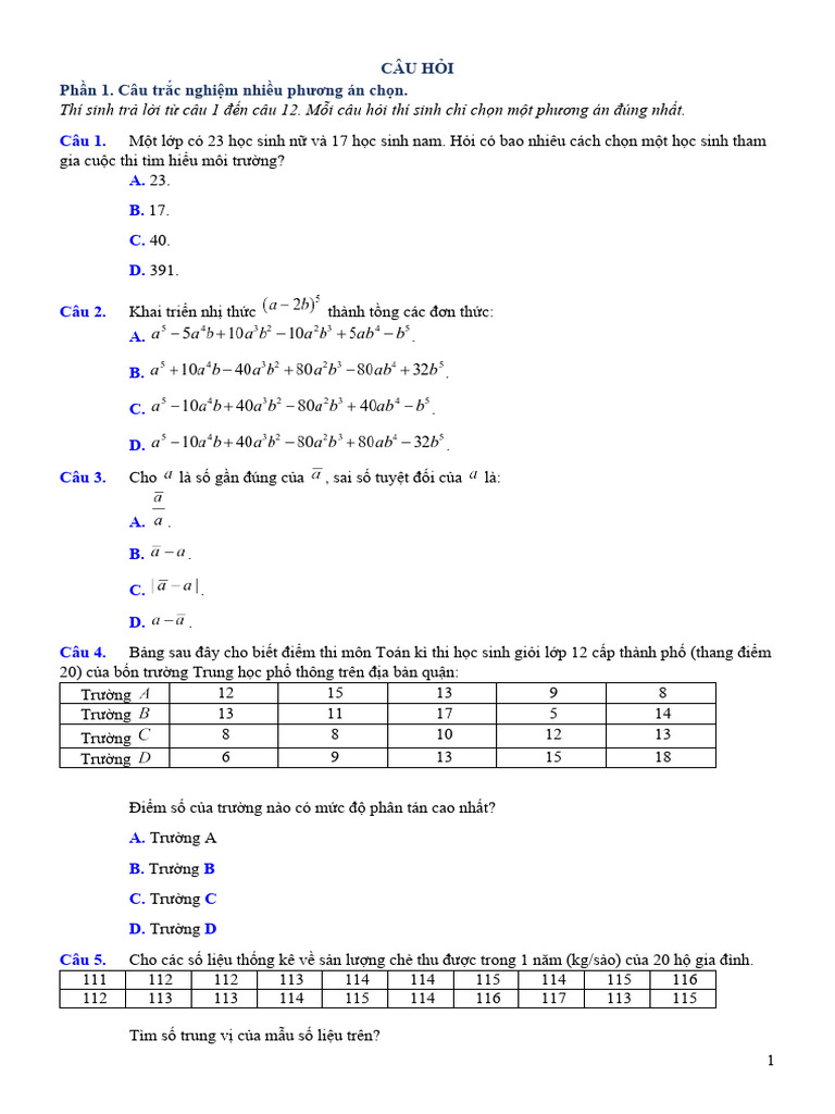 De So 1 Hk2 Toan 10 Canh Dieu | PDF