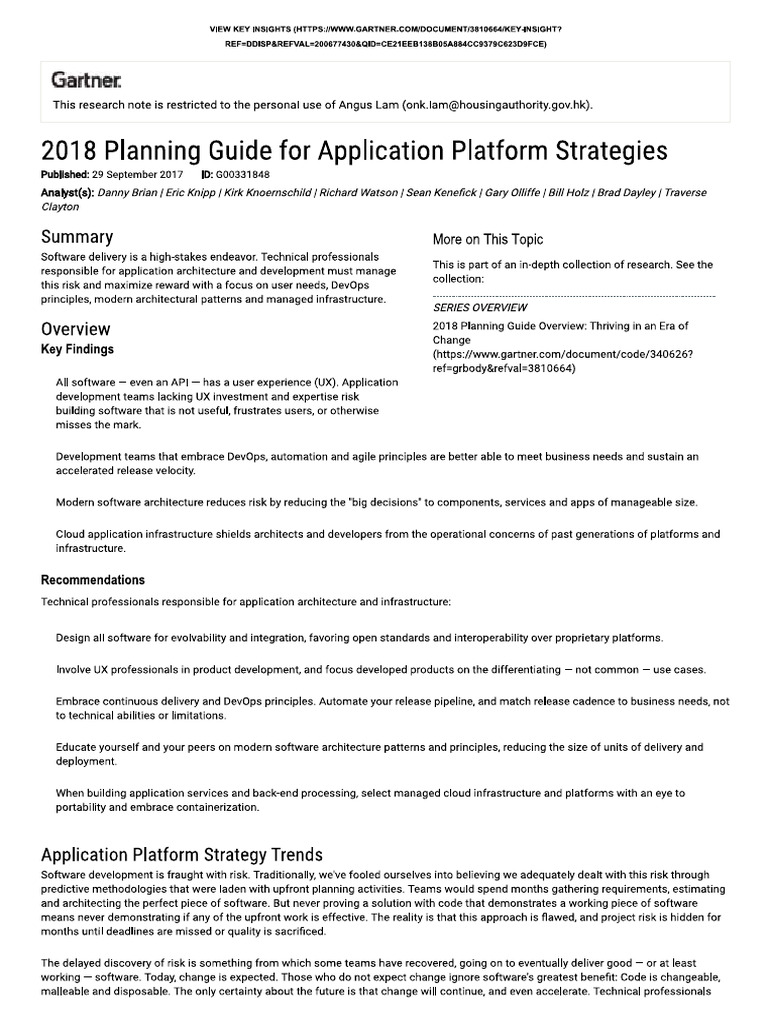 2018 planning guide for application platform strategies pdf