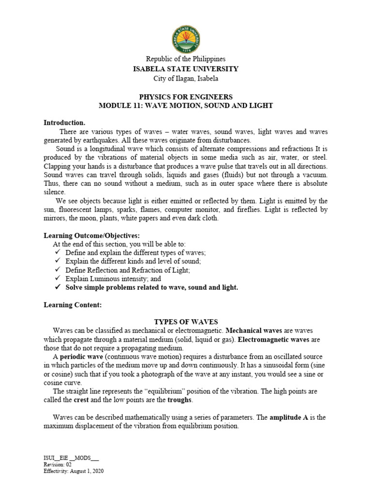 Wave Motion: Sound and Light Principles | PDF | Waves | Sound