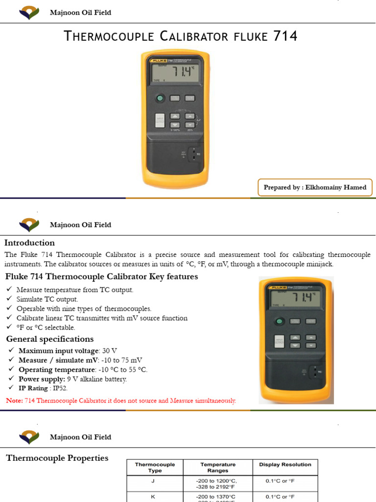 Thermocouple Calibrator Fluke 714 PDF