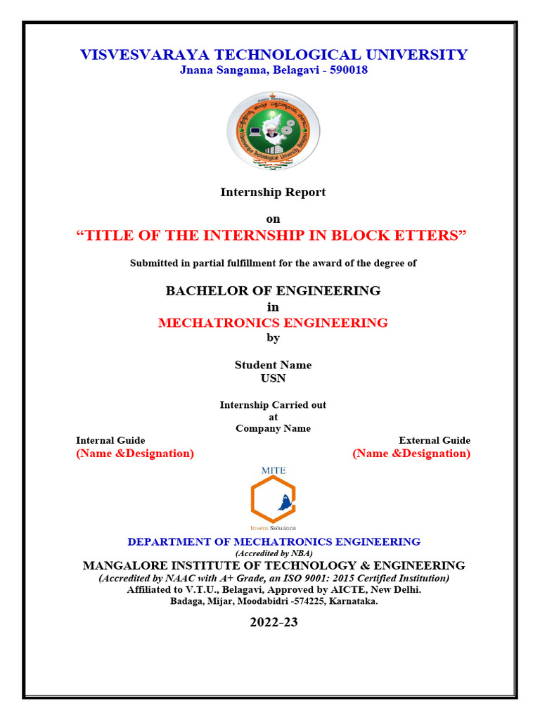 Mechatronics Engineering Internship Report | PDF | Engineering
