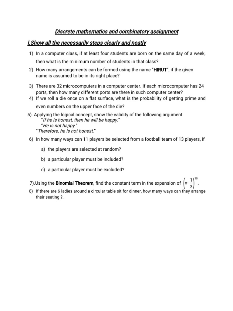 Discrete Math Problems and Solutions | PDF