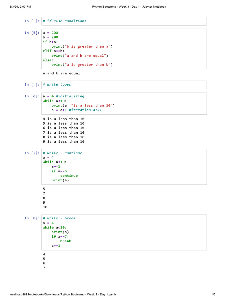 Python bootcamp week 3 day 1 jupyter notebook download free pdf