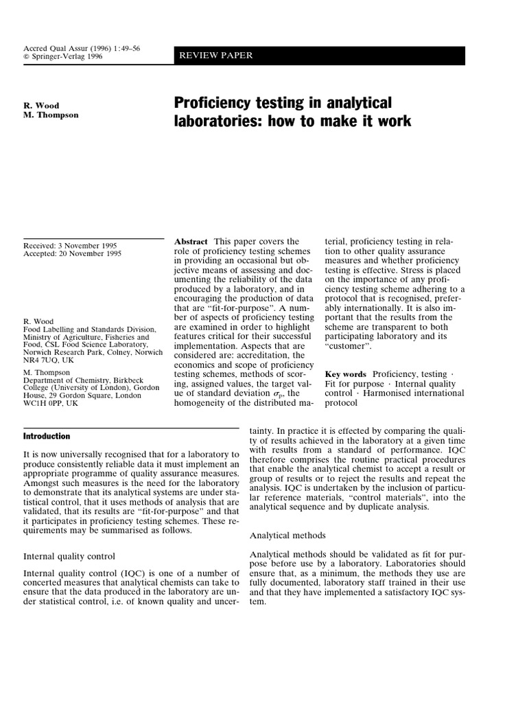 Proficiency Testing in Labs: Best Practices | PDF | Uncertainty ...