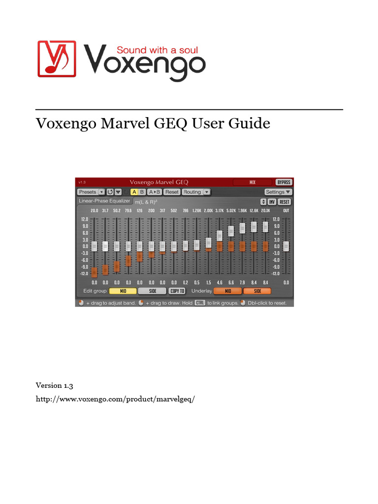 Voxengo Marvel GEQ User Guide en | PDF | Equalization (Audio) | 64 Bit ...