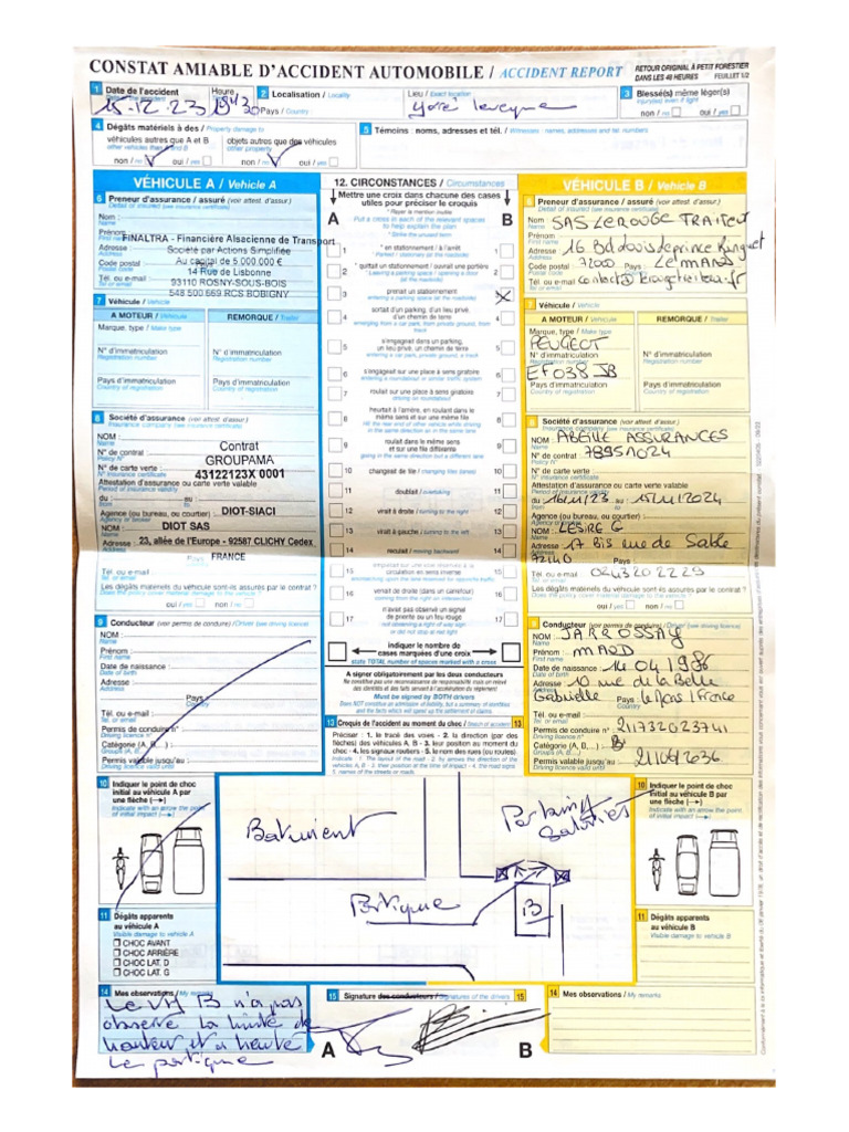 Constat Amiable D'accident Automobile Accident Report | PDF