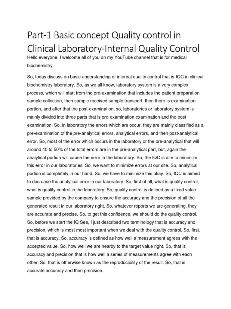 Internal Quality Control in Clinical Labs | PDF | Standard Deviation ...