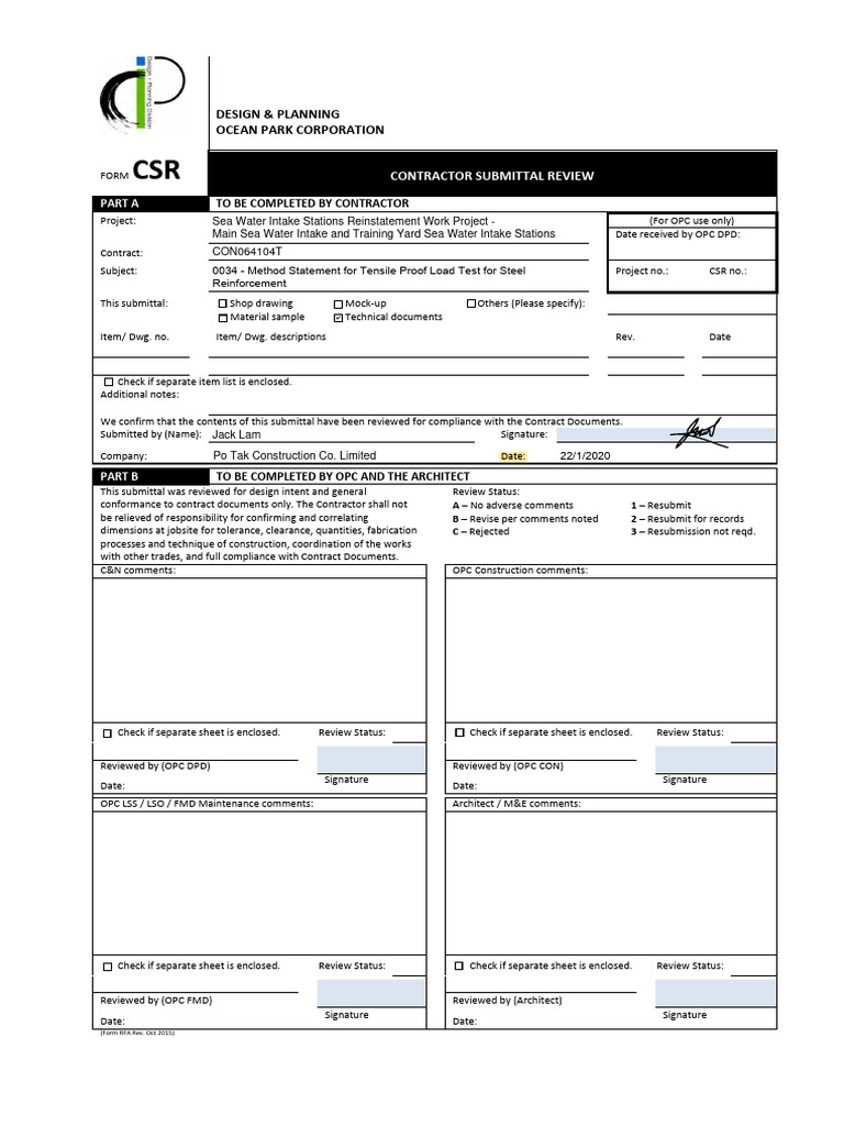Contractor Submittal Review Method Statement | PDF | Building Engineering
