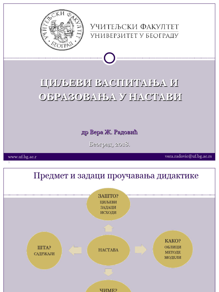Ciljevi V I Ob U Nastavi | PDF