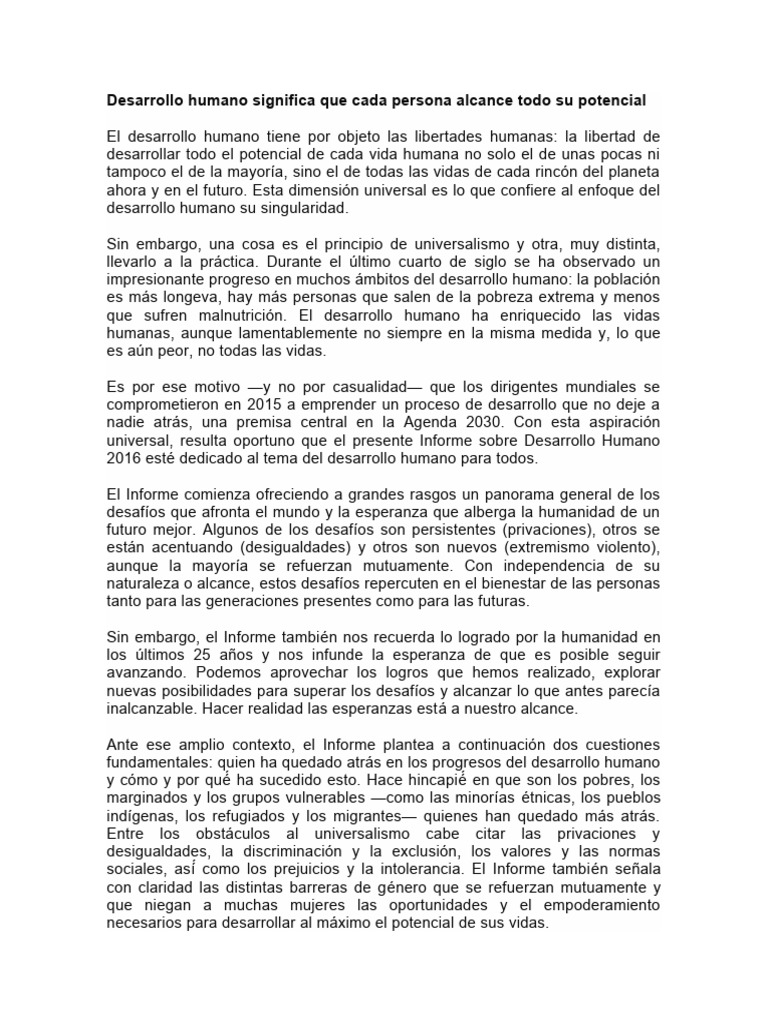 Desarrollo Humano Significa Que Cada Persona Alcance Todo Su Potencial ...