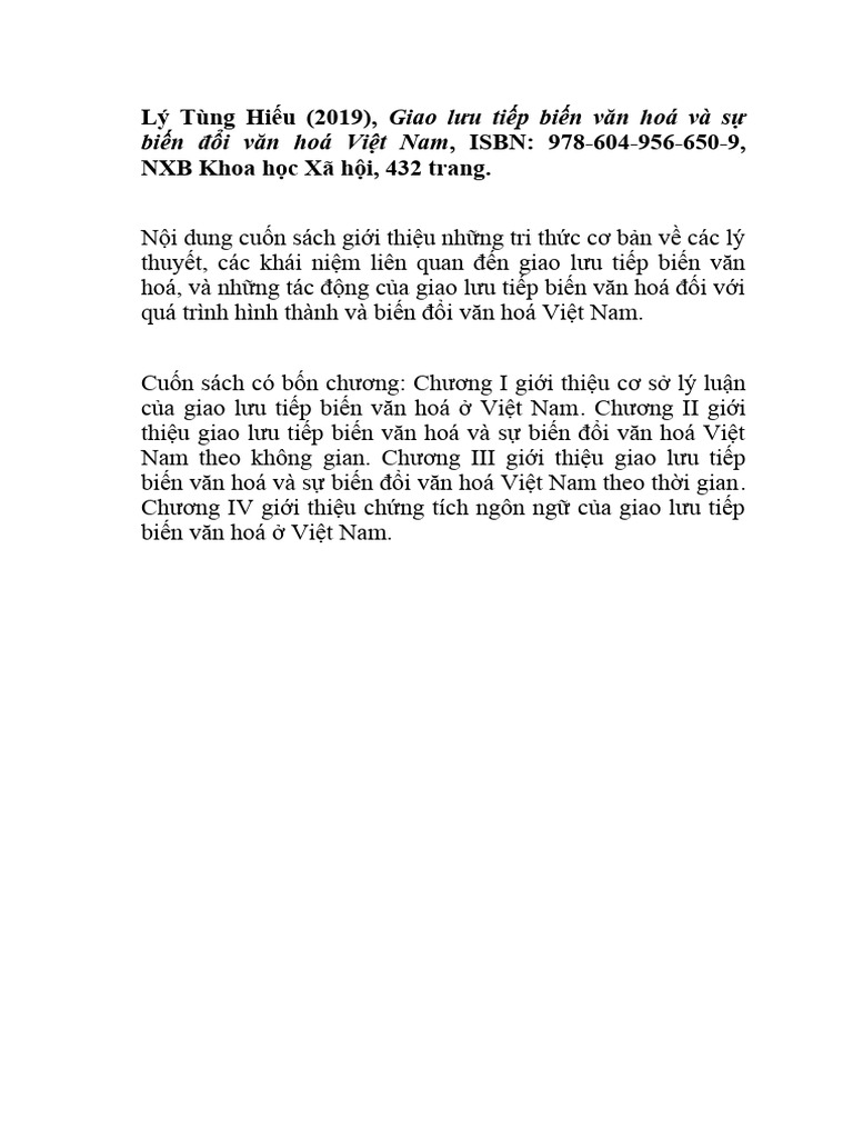 I ly tung hieu gioi thieu sach giao luu tiep bien van hoa va su bien