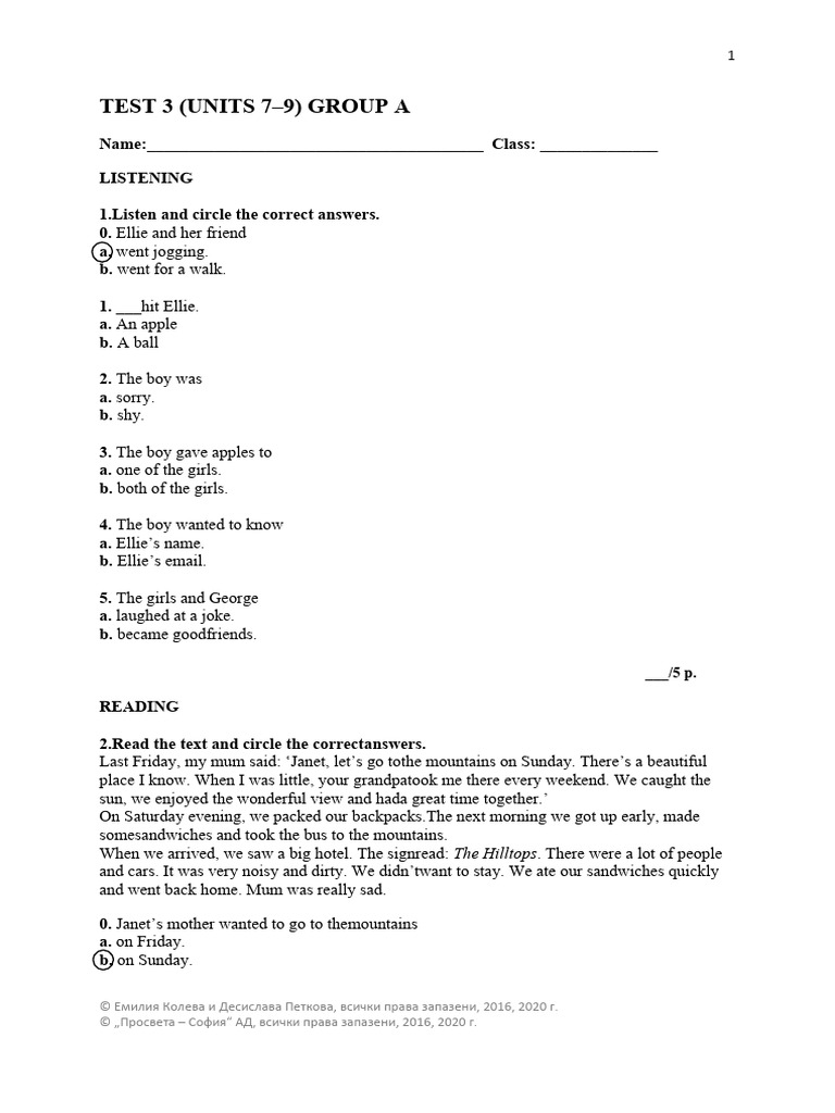 TEST 5kl 3A 3B | PDF