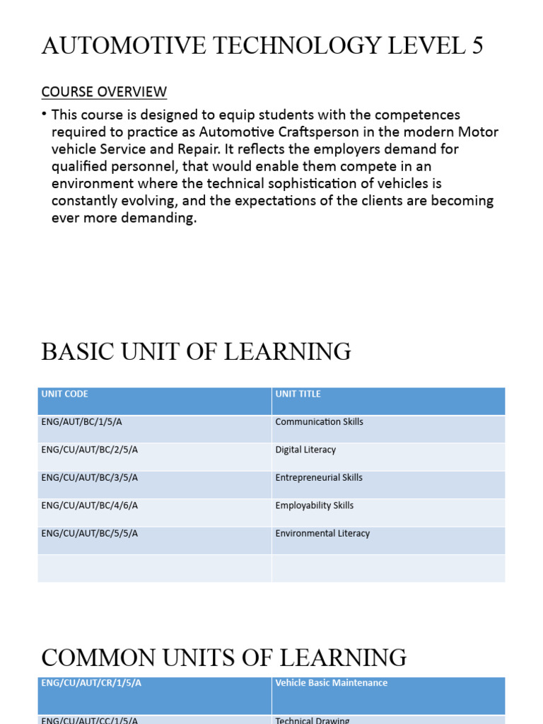 Automotive Technology Level 6 | PDF | Auto Mechanic | Engineering