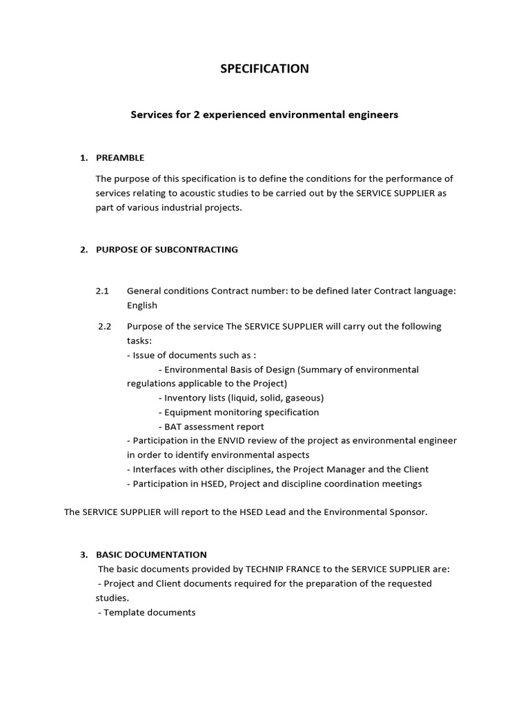 Environmental Engineering Services Specification | PDF | Specification ...