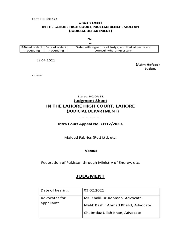 Exmption Of Advance Tax On Electricity Bills Under Clause 66 Of Second